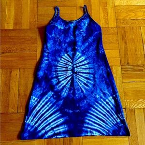 Blue and white soft heavy Tie-Dye cotton sundress with stretch. Size M